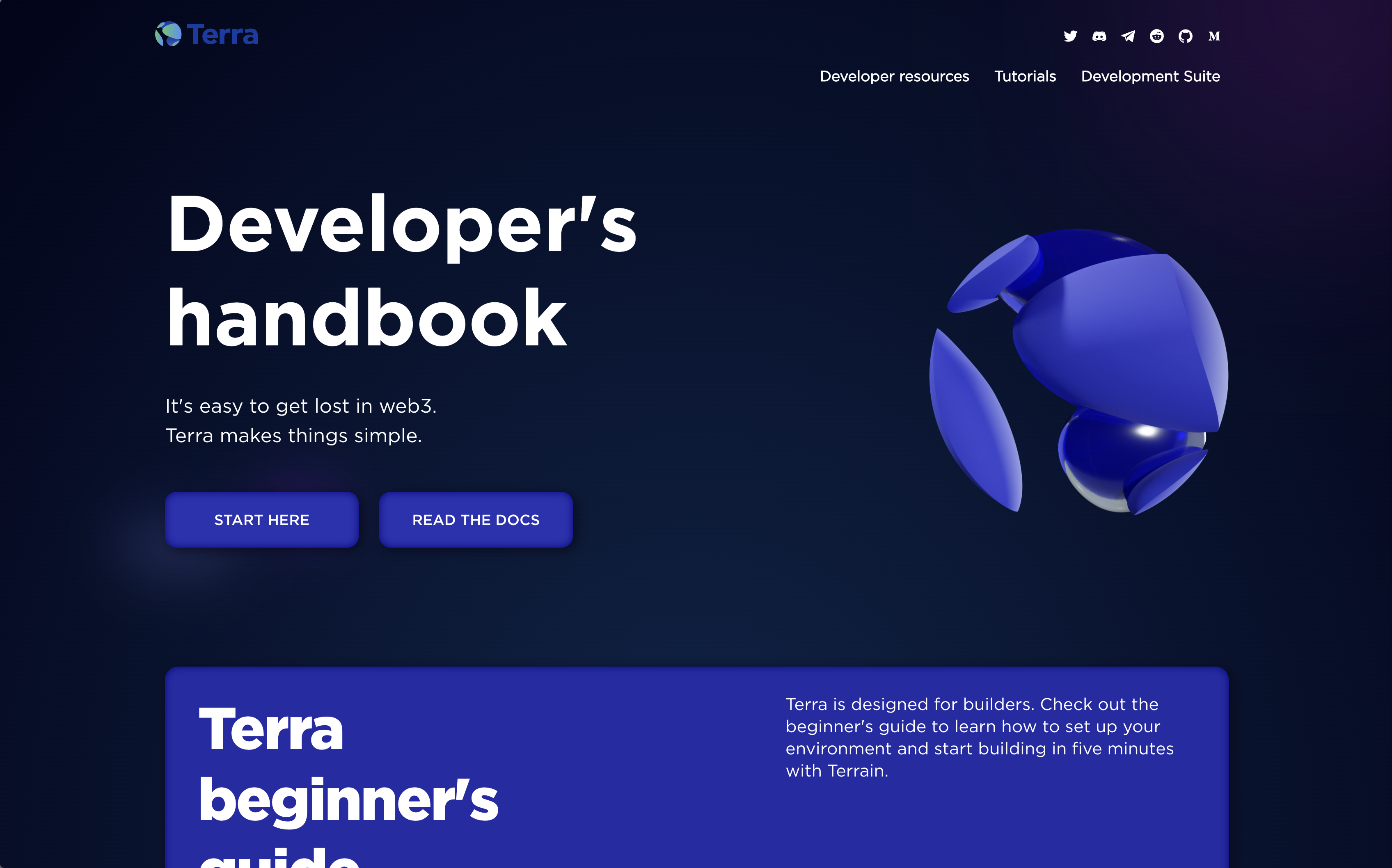 Developer landing page example